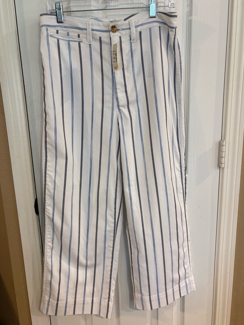 Madewell Slim Emmett Wide Leg Crop Pants 28 Montpellier Stripe NWT High Rise - Picture 2 of 11